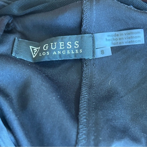 GUESS Women’s Illusion Lace Fit & Flare Dress Small Navy Blue Cocktail Party - Picture 5 of 9